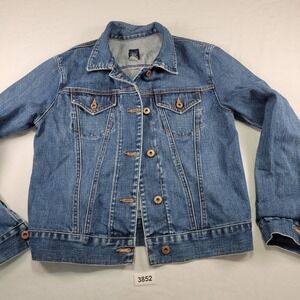 GAP Denim Jacket Women Sz Med Blue Medium Wash Cotton Button Front Classic Fit